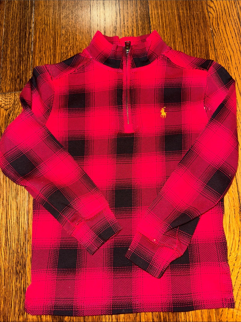 Polo by Ralph Lauren Red & Black Plaid Half-Zip with Yellow Pony